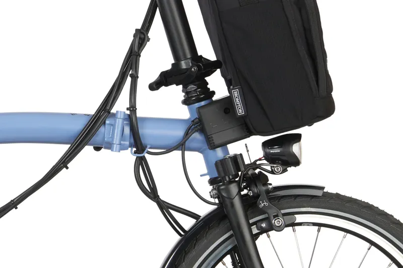 Brompton C Line Electric Bicycle with Mid Bars in Cloud Blue-4